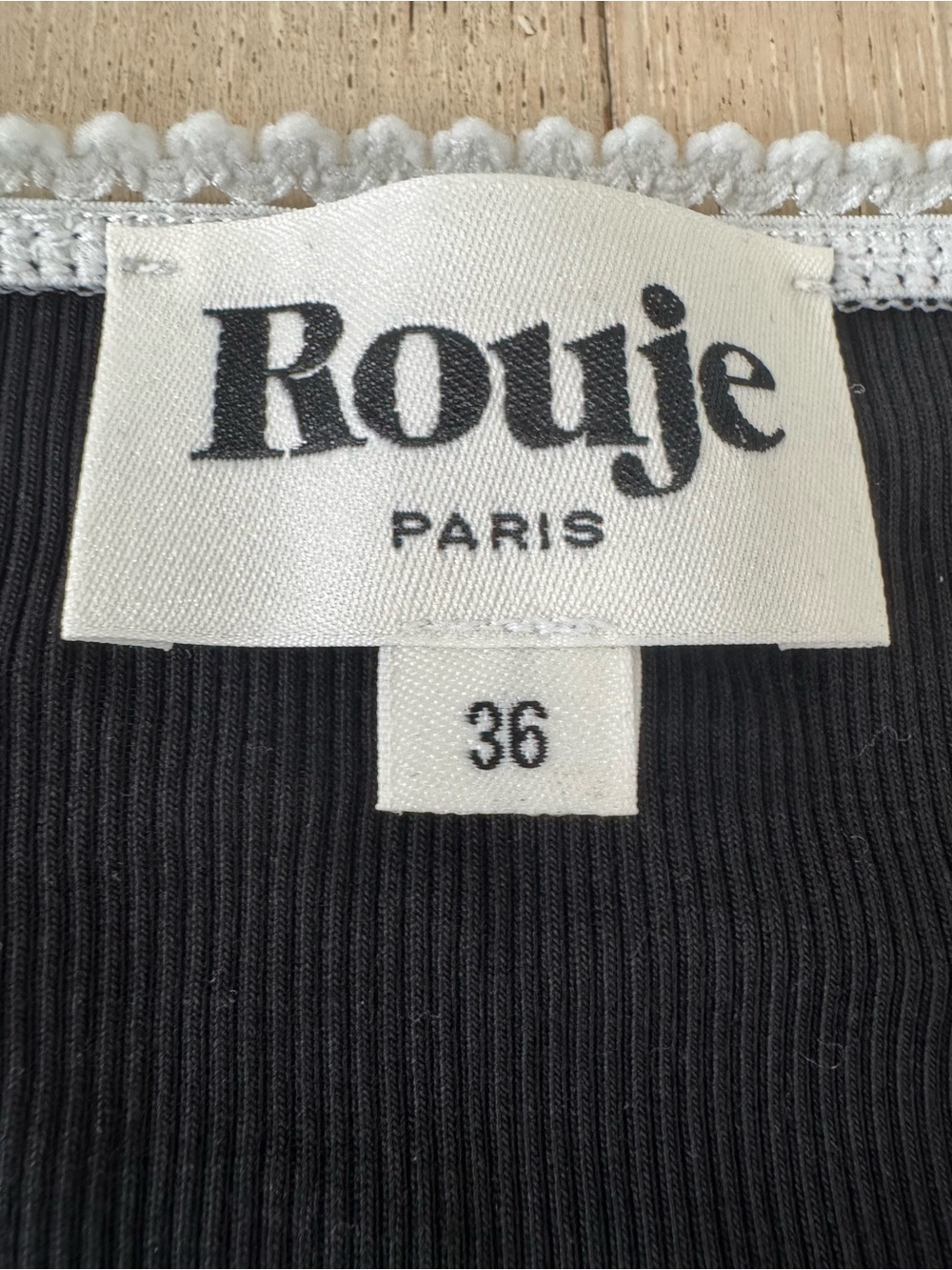 Rouje Paris SIAM black ribbed knit square neck tee 36 - Picture 4 of 6